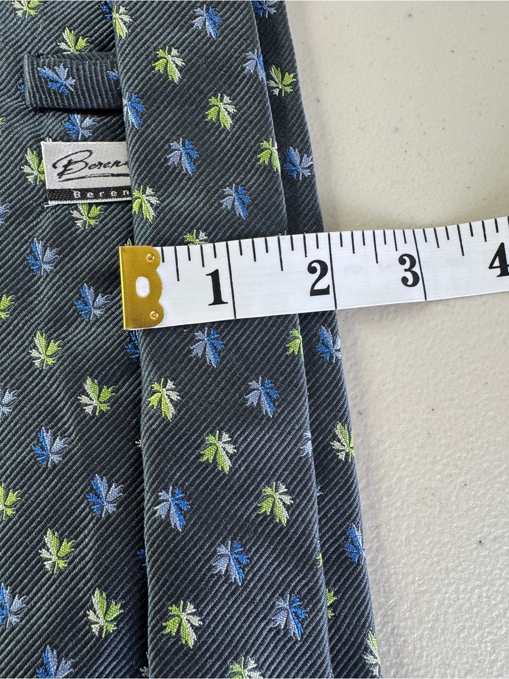 Berend Dewitt 100% Silk Necktie 5 Fingers Leaf Print German Designer Luxury Tie - Picture 9 of 12